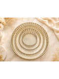 Decorative German Silver Tray Round Set of 4 Sets Designer Set Trays I Gifting Trays Set [Display for Home Wedding and Festive Decor Size 10 inch 8 inch 6 inch 4 inch